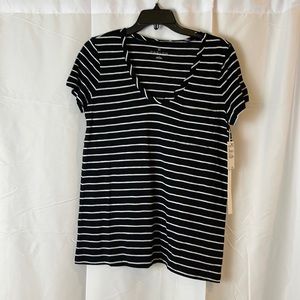 Caslon Black White Stripe Tee Small